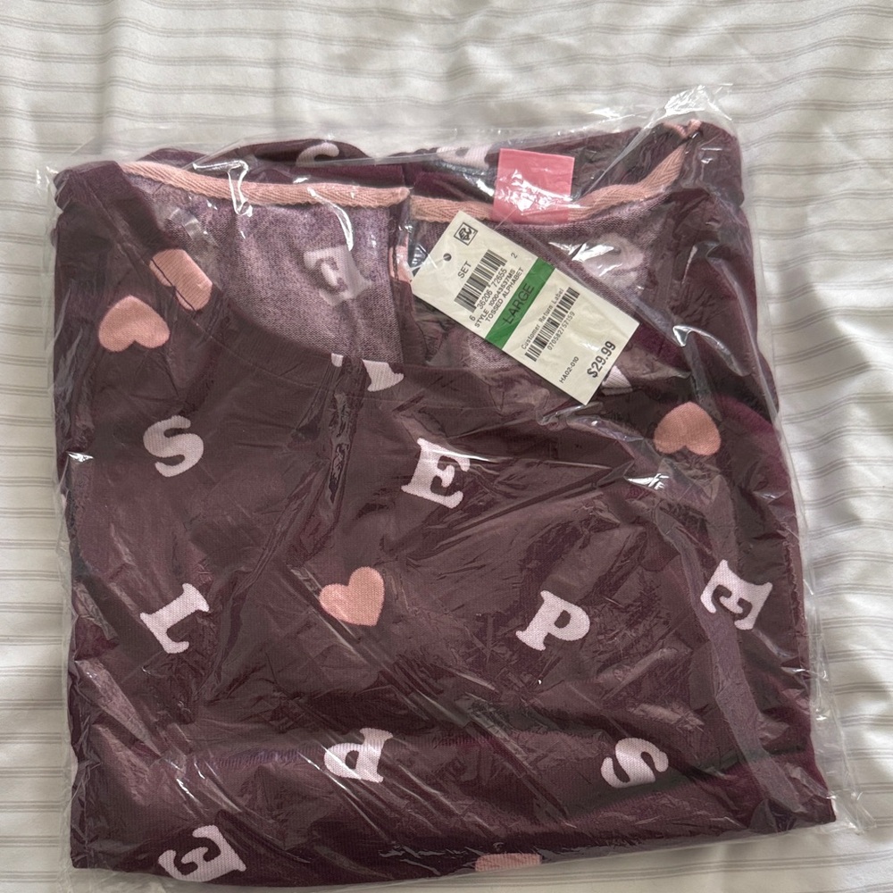 Jenni by Jennifer Moore Burgundy Pajama Set with Pink Accents